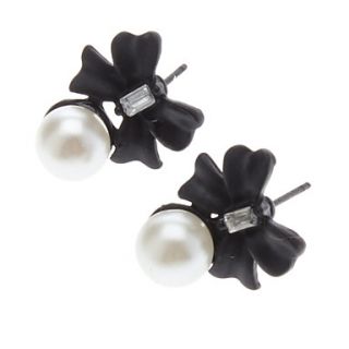 Black Flowers Pearl Earring