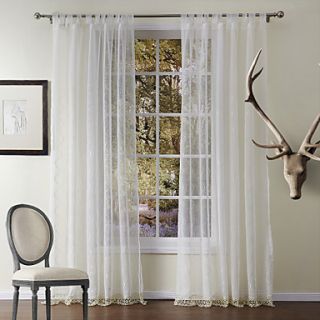 (One Pair) Country Embroidery Solid Sheer Curtain