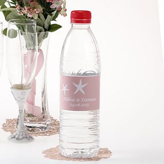 Personalized Water Bottle Sticker   Starfish (Pink/Set of 15)
