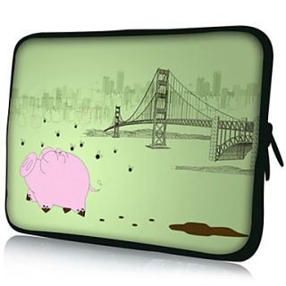 Pig And SceneryPattern Nylon Material Waterproof Sleeve Case for 11/13/15 LaptopTablet