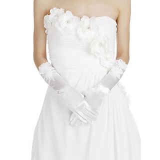 Nice Satin Fingertips Elbow Length Wedding/Evening Gloves With Flowers