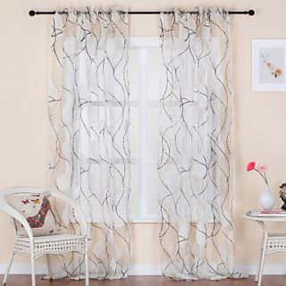 (One Pair) Jacquard Curve Country Sheer Curtain