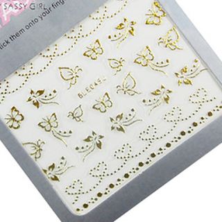 6PCS 3D Metal Nail Art Stickers Lovely