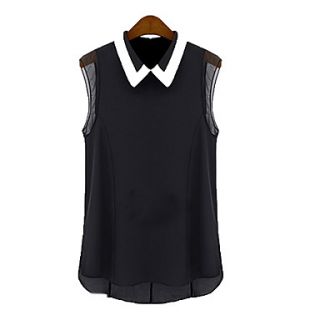 Womens Contrast Color Sleeveless Blouse
