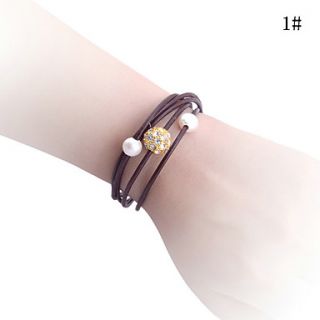Lureme Gold Plated Alloy Zircon Bead Woven Bracelet(Assorted Colors)