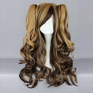 Chocolate Coffee Blended Color Curly Pigtails 70cm Sweet Lolita Wig