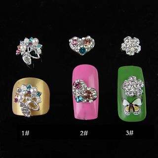 5PCS 3D Diamond Studded Nail Art Alloy Decorations 1.4cm (Assorted Color)