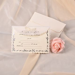 Simple Wedding Invitation With Organza Bow (Set of 50)
