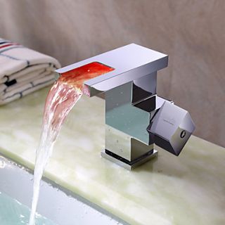 Sprinkle by Lightinthebox   Contemporary Color Changing LED Bathroom Sink Faucet (Waterfall)