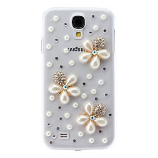 Pearl Flower Pattern Hard Case with Rhinestone for Samsung Galaxy S4 I9500