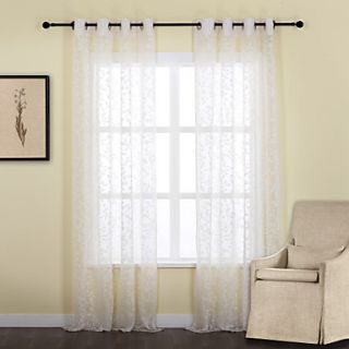 (One Pair) Country Polyester Cotton Blend Leaf Sheer Curtain