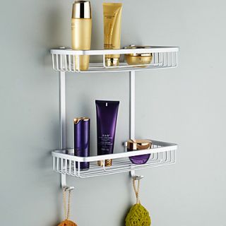 Aluminum Double deck Solid Storage Shelf with Hooks