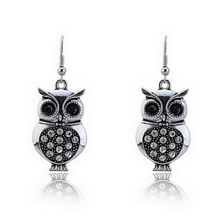 Vintage Tarnished Silver Plated Owl Earrings