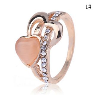 Double Heart Crystals Ring (Assorted Color)