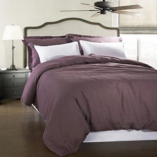 3 Piece Modern Stylish 100% Linen Purple Garment Wash Duvet Cover Set