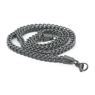MenS Titanium Steel Black Square Snakelike Necklace