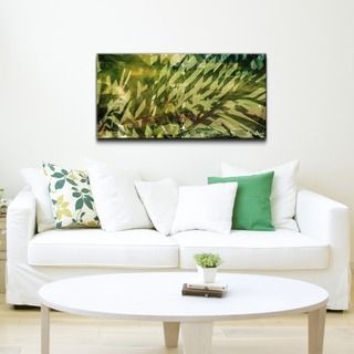 Alexis Bueno Greens Oversized Canvas Wall Art (Over sizeSubject AbstractImage dimensions 20 inches high x 40 inches wideOuter dimensions 20 inches high x 40 inches wide x 1.5 inches deep )