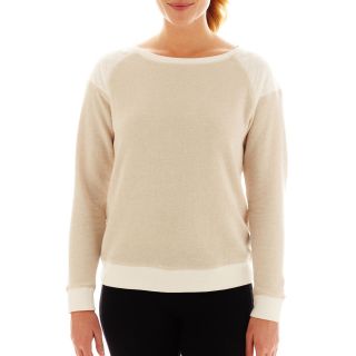 Xersion Quilted Shoulder Sweatshirt   Talls, Oatmeal, Womens