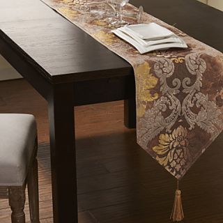 European Floral Gold Embroidery Table Runner