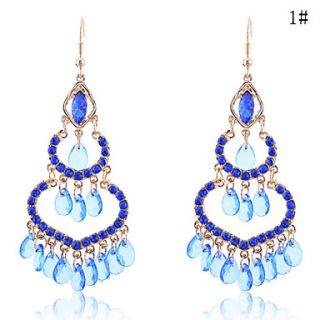 Lureme Bohemian Style Three Layers Chandelier Drop Crystals Earrings(Assorted Color)