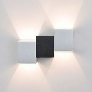 2W Modern Led Wall Light with Black White Cubic Body Up Down Ray of Light
