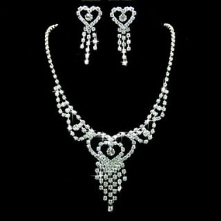Rhinestone Amazing Earrings And Necklace Set in Silver Alloy