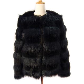 Long Sleeve Collarless Faux Fur Casual/Party Jacket