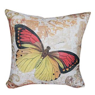 18 Square Country Butterfly Cotton/Linen Decorative Pillow Cover