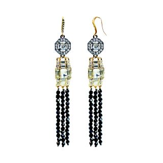 ZOË + SYD Crystal & Black Onyx Bead Fringe Earrings, Womens