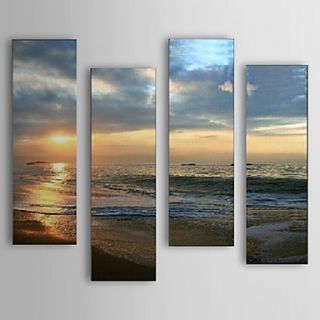 Hand Painted Oil Painting Landscape Sea and Beach Set of 4 with Stretched Frame 1307 LS0106