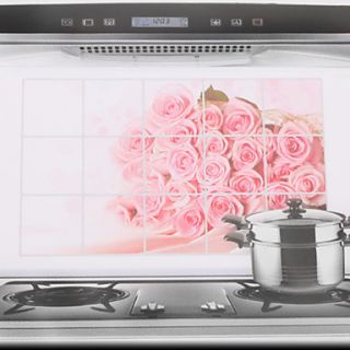 75x45cm Pink Rose Oil Proof Water Proof Kitchen Wall Sticker