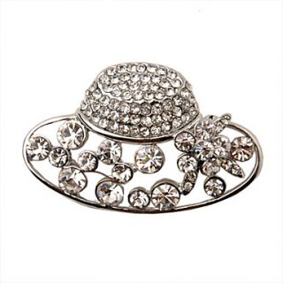 Fashion Silver Plated Alloy With Rhinestone Hat Shaped Brooch