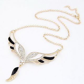 Fashion Alloy With Rhinestone Angel Wings Shaped Pendant Womens Necklace