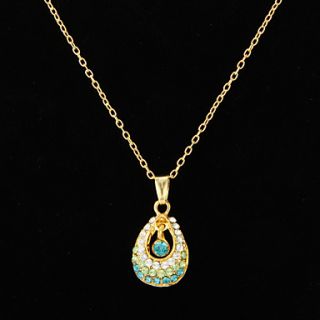 Delicate 18K Gold Plated Alloy With Shining Rhinestone Pendant Womens Necklace