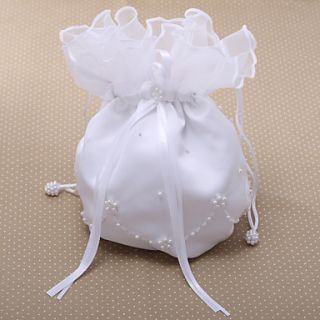 Elegant Wedding Bridal Money Bag With Imitation Pearl Flower