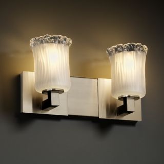 2 light Rippled Rim Brushed Nickel With Frosted Glass Vanity Fixture