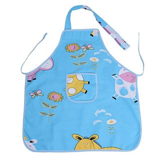 Waterproof Canvas Sky Blue Painted Children Apron without Oversleeve