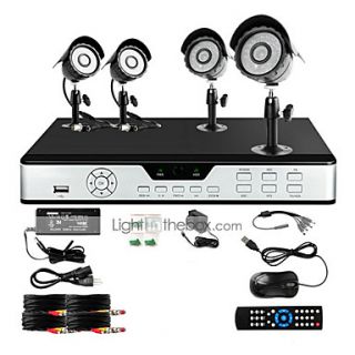 Zmodo 4 CH Key DVR Outdoor 600TVL CCTV Home Surveillance Security Camera System