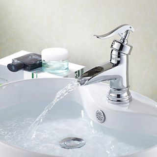Fashion Curve Design Chrome Finish Waterfall Bathroom Sink Faucet