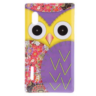 Staring Cartoon Owl with Yellow Face and Flora Wings Pattern Hard Case for LG E610 Optimus L5