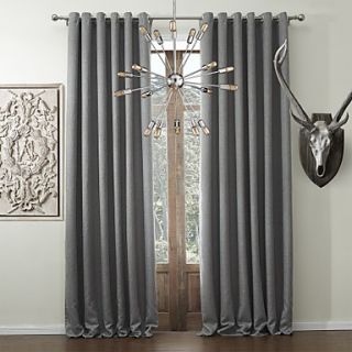 (One Pair) Solid Classic Faux Linen Room Darkening Curtain