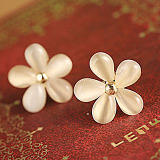 Womens Flower Shaped Opal Earrings