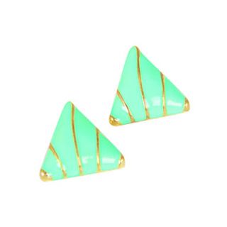 European and American Fashion Enamel triangle metal texture contrast color earrings earrings E933