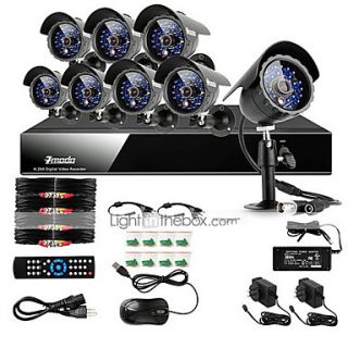 Zmodo 8 CH DVR Outdoor 600TVL CCD 65ft IR CCTV Security Surveillance Camera System