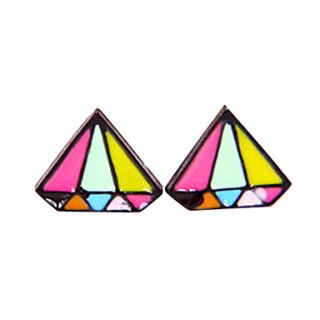 Korean version of the new Korean fashion personality color diamond shape stud earrings E901