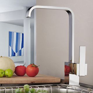 Contemporary Single Handle Brass Kitchen Faucet (Chrome Finish)
