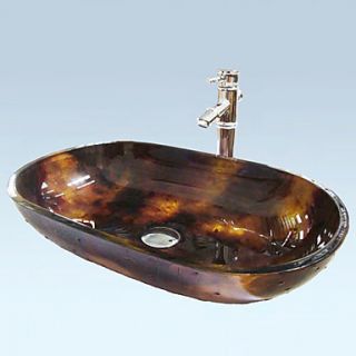 Antique Rectangle Tempered Glass Bathroom Sink Set (Bathroom Sink and Faucet)
