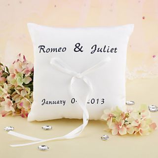 Personalized Elegant Wedding Ring Pillow With Ribbon