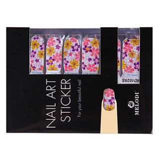 14PCS Nail Art Stickers Pure Color Glitter Powder Series Colorful Flowers