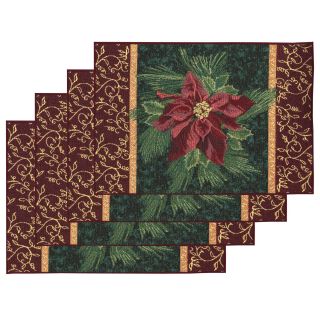 Table Linens, Winter Poinsettia